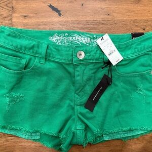 Express Women's Vibrant Green Jean Shorts
